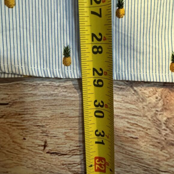 Denim & Flower Ricky Singh Mens L Pineapple Pinstripe Button Down Shirt Casual - Picture 5 of 6